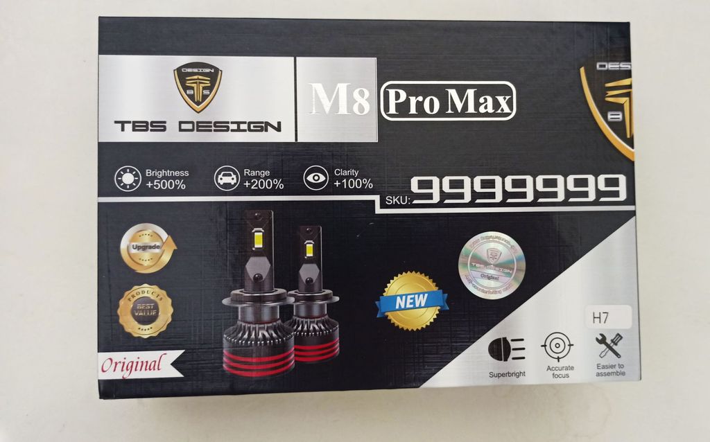 هدلایت تی بی اس دیزاین مدل M8 Pro Max پایه H7 بسته 2 عددی - تصویر 3